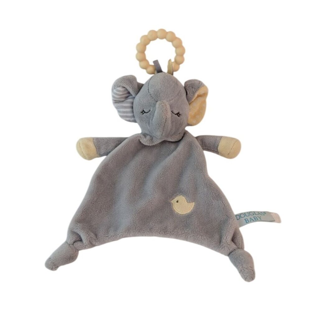 Douglas Baby Gray Elephant Lovey Baby Security‎ Blanket Yellow Bird Teether